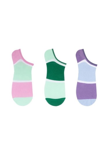 The Socks Company 162p 3 Çift Desenli Kadın Görünmez Çorap Çok Renkli