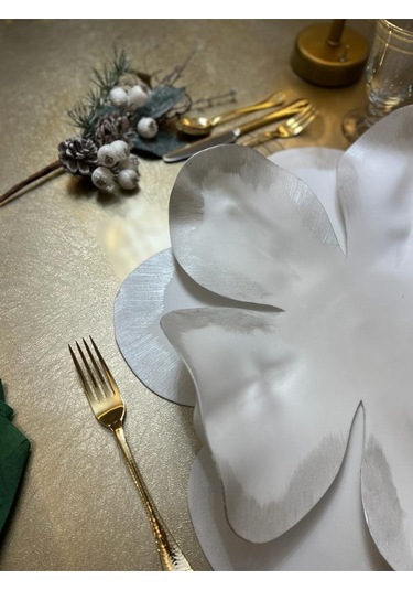 Eva Lateks Supla Amerikan Servis Beyaz Kenarı Gümüş Detay Tasarım Gümüş