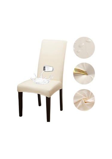 Bej Pu Deri Kumaş Düz Renk Sandalye Kapak Su Geçirmez Yemek Koltuğu Sandalye Kapakları Otel Ziyafet Düğün Koltuk Kapakları Sandalye Koruyucu