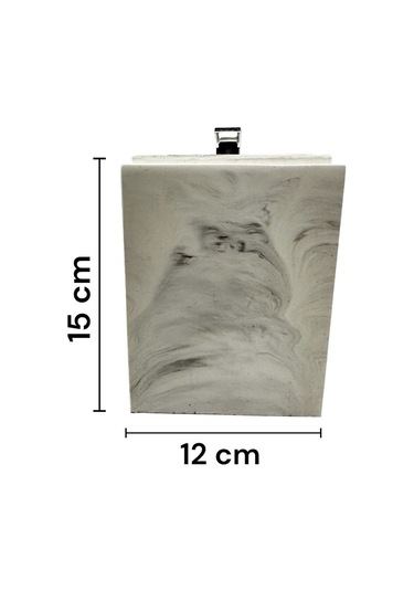 Mermer Desenli Banyo Tuvalet Wc Mini Boy Beton Çöp Kovası 2 Litre Mermer Deseni