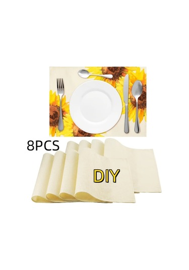 Willowhaven 8'li 12x18 İnç Sublimasyon Masa Örtüsü Yıkanabilir Linen Sofa Bej