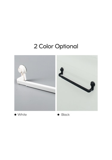 Moveevo Banyo İçin Siyah Vakum Sopalı Havlu Rakusu - Deliksiz Kurulum - Uzatılabilir 52-82cm - Paslanmaz Çelik Çubuk Diğer