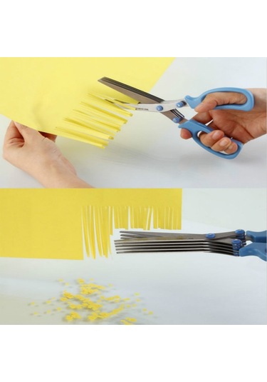 Kıyılmış 5 Katman Fesleğen Biberiye Mutfak Makas Rendelenmiş Doğranmış Yeşil Soğan Kesici Mavi Diğer