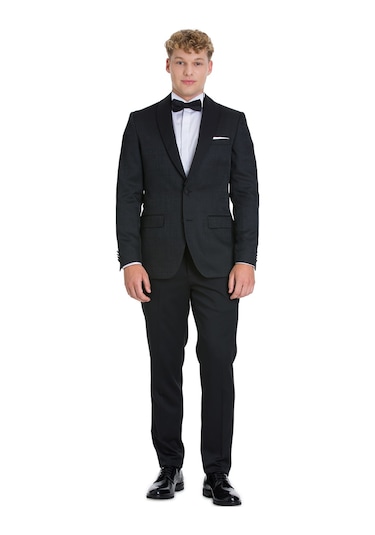 Hatemoğlu Siyah Slim Fit Çıkma Sivri Yaka Klasik Damatlık 36035 Siyah