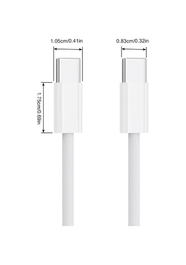 Honeybeeshop 60w Usb C Şarj Kablosu 5 Adet Beyaz Örgülü 100 58cm iPhone Uyumlu 16 Pro Max iPad Uyumlu Samsung Galaxy Uyumlu İçin