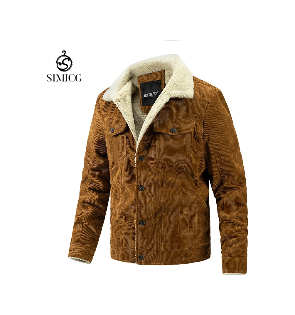 Sonbahar Ve Kış Kadife Artı Kadife Günlük Moda Erkek Ceketi Kahverengi