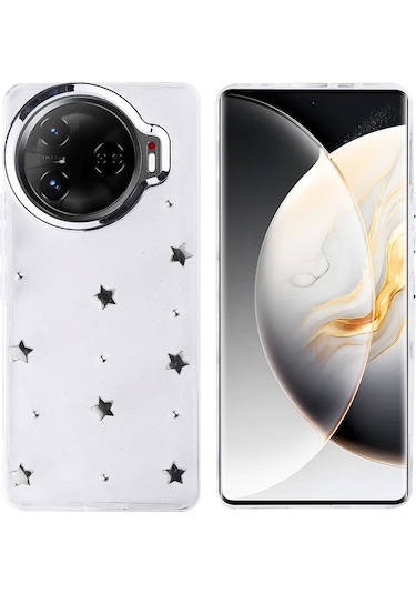 Tecno Camon 30 Pro 5g Kılıf Airbag Tasarımlı Simli Şeffaf Zore Kutup Kapak