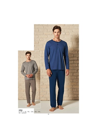 Pijadore Erkek Lacivert Viskon Uzun Kollu Pamuklu Pijama Takımı 1753 Lacivert