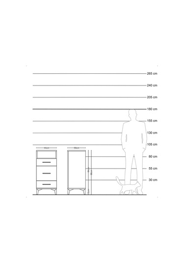 Kronos Komodin Tek Raflı 3 Çekmeceli 44x59x96 Aytaşı-çam Aytaşı