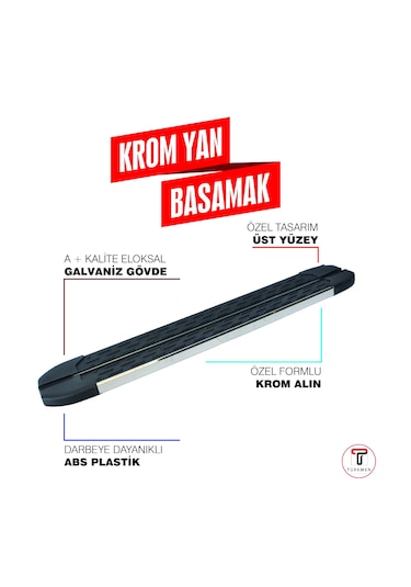 Türkmen Peugeot Rifter Yan Basamak Krom 203 Cm 2019 Üzeri