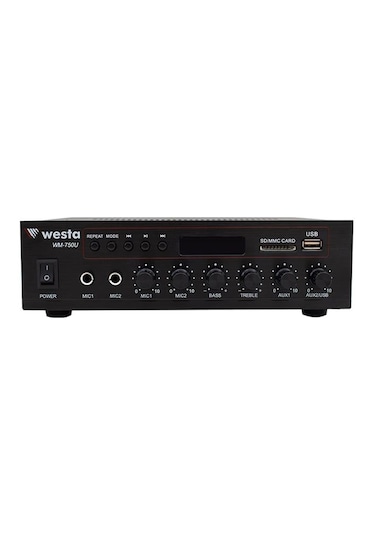 Westa Wm-750u 80 Watt 100v-70v Mini 4-16 Ohm Usb-sd-bluetooth 2 Mikrofon Girişli Trafolu Anfi
