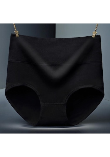 Siyah Büyük Beden Saf Pamuklu Minimalist Kadın İç Giyimi Ve Kalça Kadar Yüksek Bel İç Giyim Nefes Alabilir Külot Siyah