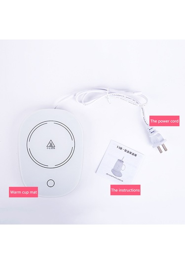 Kosona 55 C Akıllı Isıtıcı Bardak Altlığı - Yerel 220v Şarj, Kütle Sensörü, Tek Tuş Açma-kapama, Farklı Bardak Malzemeleri İçin Uygun, Beyaz Oval Tip