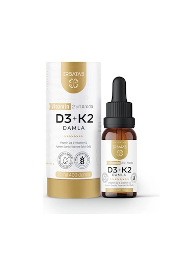 Erbatab D3 K2 İkisi Bir Arada Damla Vitamin 20 ML
