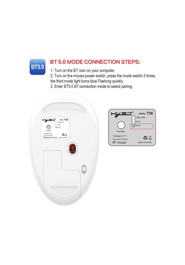 Geeroyoo Hxsj T36 Üç Modlu Kablosuz Fare: Bt5.0, 2.4g, Şarj Edilebilir, 1600dpı, Sessiz Tasarım, Ergonomik 001
