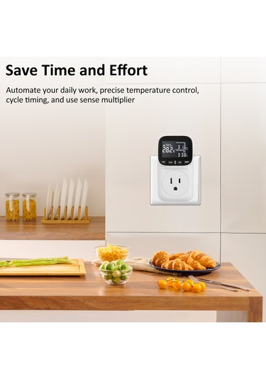 Ximistore9 Tc02 Sıcaklık Kontrolcü Prizi 110v 15a: Dijital Ekran, Dokunmatik, Zamanlayıcı, Soğutma-ısıtma, Akvaryum-utangaç, Siyah+beyaz, Abd Standartı