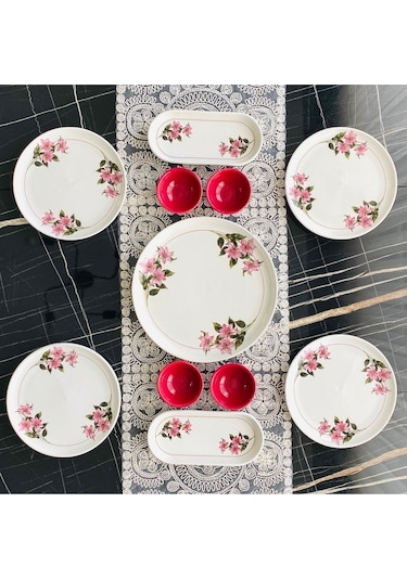 Kar Çiçeği 4 Kişilik 11 Parça Kahvaltı Takımı Vişne Çürüğü