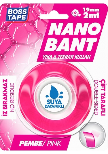2 Metre Çok Güçlü Çift Taraflı Nano Bant Pembe