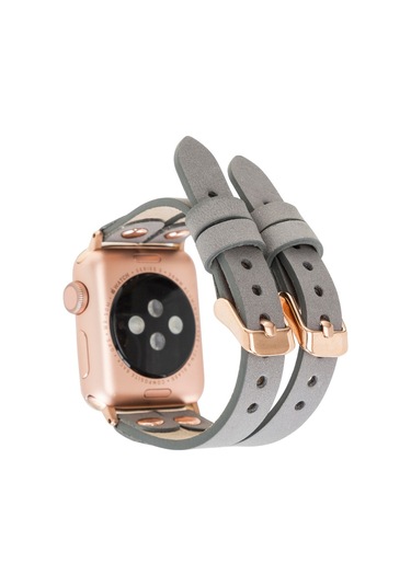 Apple Uyumlu Watch Deri Kordon Ely Double Tour Rst9 Gri