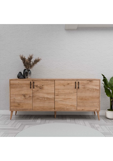 Mezza Hera 1670 Ahşap Ayaklı Modern Konsol Atlantik Çam 180 CM