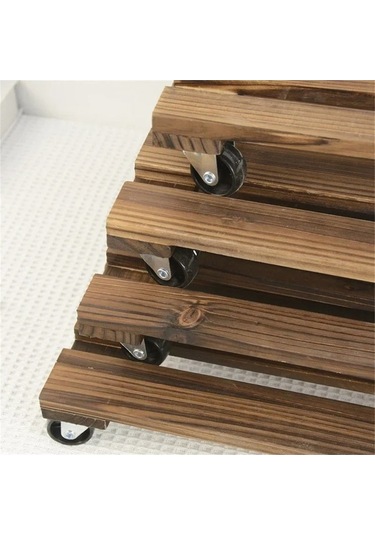 Ulzyvf Yuvarlak Tepsisi, Tekerlek Standı, Stand Saksısı, Saksısı Saksı Raf, Çiçek Çiçek Bonsai Bitki Ahşap Ui