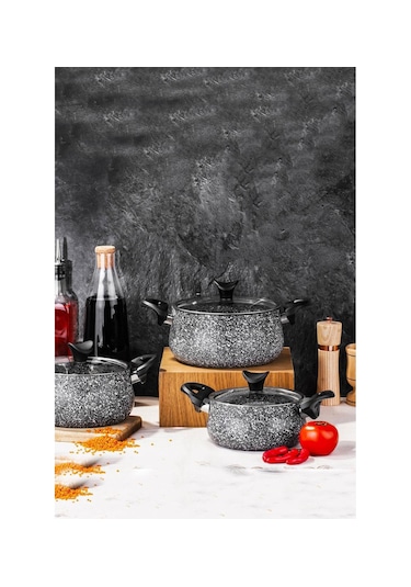 Taç Ultra Granit 3'lü Güveç Seti 3410 Gri