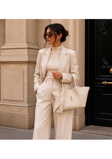 Vulapari Krem Ysl Model Kadın El Ve Omuz Çantası