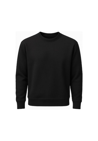 Classics Men Erkek Oversize Uzun Kol Sıfır Yaka Sweatshırt-7384 Siyah