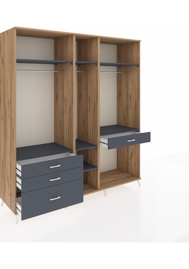 Kronos Dolap 7 Raflı 4 Çekmeceli 3 Askılı 220x59x243 Çam-antrasit/antrasit Antrasıt/antrasıt Kronos Dolap 7 Raflı 4 Çekmeceli 3 Askılı 220x59x243 Çam-antrasit/antrasit Antrasıt/antrasıt