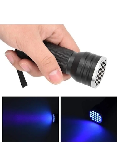 21 Led 395nm Uv El Feneri - Siyah Açık Beyaz