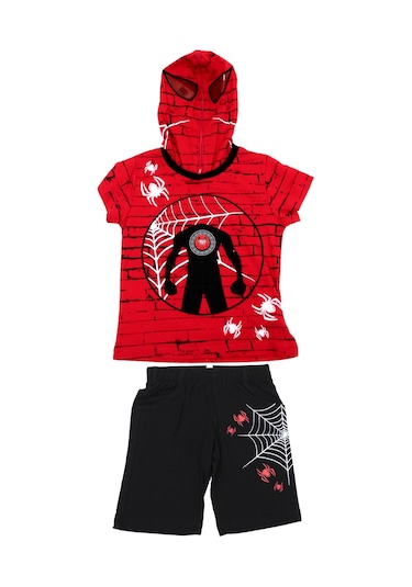 Gigas Erkek Işıklı Kamşonu Fermuarlı Örümcek Adam Detaylı Takım Siyah