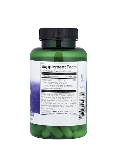 Swanson Albion Magnesium Magnezyum Glycinate Gilisinat 133 Mg 90 Vegan Caps