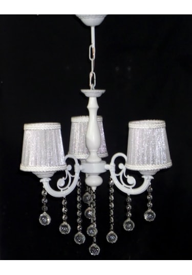 3 Kollu Beyaz Taşlı Avize