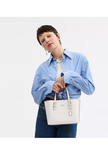 Coach Mollie Small Tote Kadın Çapraz Çanta Cv965 Beyaz
