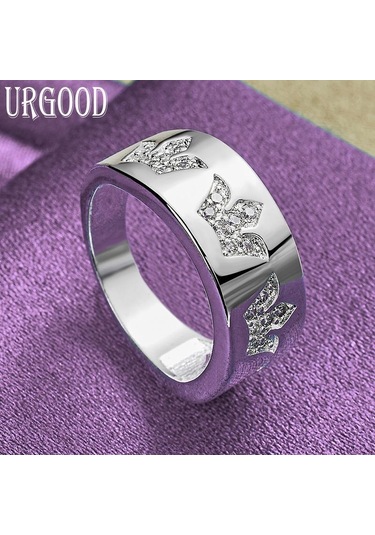 925 Ayar Gümüş Taç Aaa Zirkon Yüzük Hediye Moda Takı