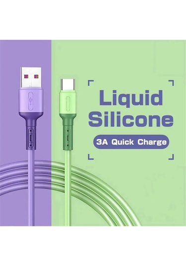 Nnbılı 3a Usb C Kablosu Hızlı Şarj Tip C Sıvı Yumuşak Silikon Veri Kablosu Purple 1m Diğer