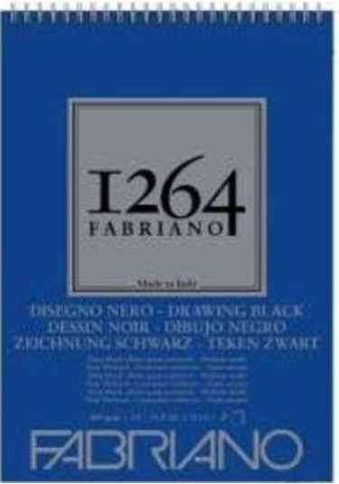 Fabriano 1264 Drawing Black Paper Siyah Çizim Defteri Üstten Spir N11.13