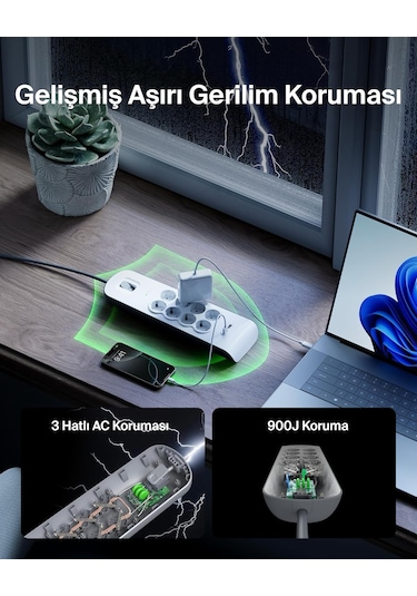Belkin Bsv804vf2m Akım Korumalı Uzatma Priz,8 Çıkışlı Priz,2,4a Ç