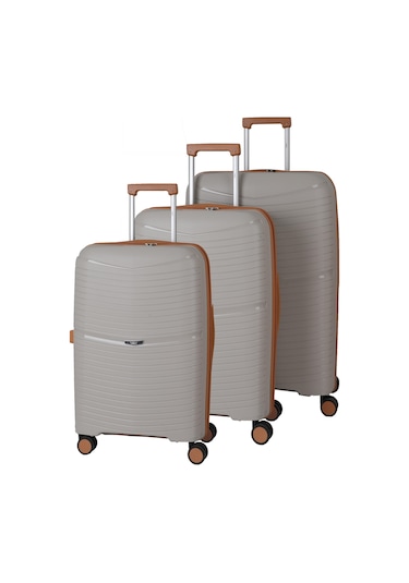 Baggaj V2520 Pp Super Lıght Valiz Black Set Beıge/champaıgne