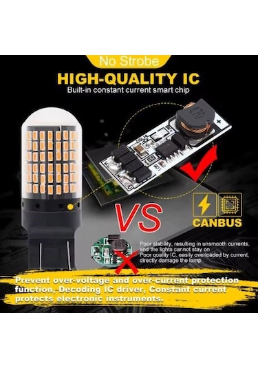 T20 Turuncu 7443 Canbus 144 Led Oto Gündüz Led Araba Sinyal Ampül 2 Adet 2 Adet