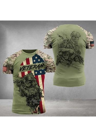 Snapbuy Amerikan Asker Komando Tişört - Erkek Kamuflaj Üst, Çabuk Kuruyanhakierkek Haki