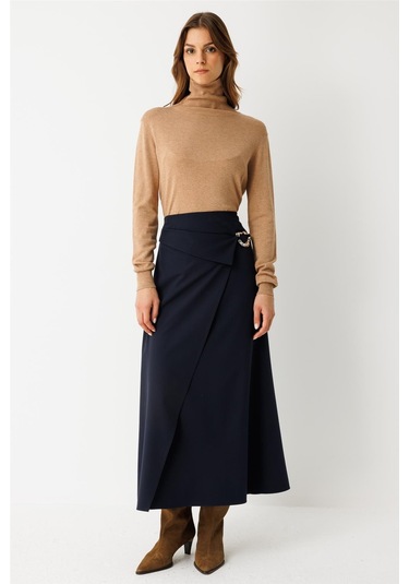 Toka Detaylı Anvelop Kapamalı Etek Laci Laci