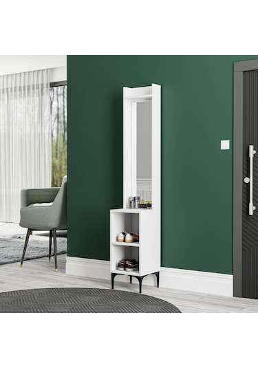 5040 Royal 2 Raflı Aynalı Portmanto Modülü Beyaz