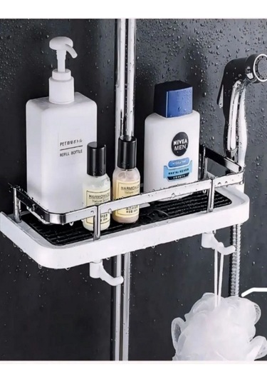 Beyaz Robot Sürgülü Duş Sabunluğu Organizer Beyaz