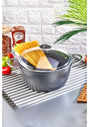 Polochef Galaksi Granit Derin Tencere 24 Cm Siyah Siyah