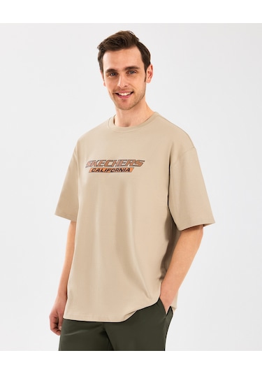 Skechers M Heavyweight Graphic Tee T-shirt Erkek Bej Tshirt S2510155-211 Bej