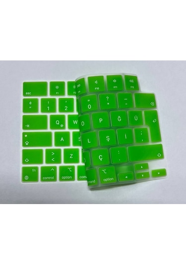 Arabulalaca Apple Uyumlu MacBook Pro 16.2 A2780 Türkçe Q Silikon Klavye Yeşil