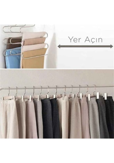 Pantolon Ve Eşarp Askısı Çok Amaçlı 5 Katlı Dekoratif Metal Askı 1 Adet Diğer