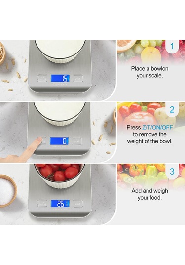 Gıda Mutfak Terazisi, Dijital Gıda Terazisi, Ağırlık Terazisi, Dijital Terazi Gümüş