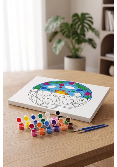 Paskalya Yumurtası Desenli Mandala Ahşap Boyama Seti 40x50 Cm